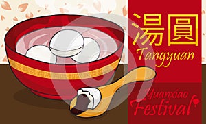 Traditional Tangyuan for Yuanxiao or Lantern Festival Celebration, Vector Illustration photo