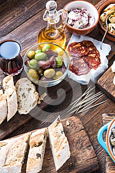 Traditional tapas served for share with friends