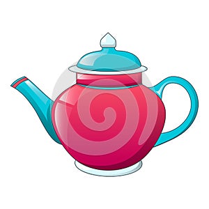 Traditional tea pot icon, cartoon style