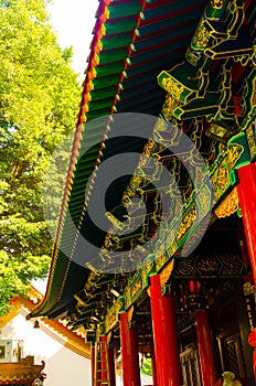 Old historical temple building in Asian country during spring season photo