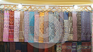 Traditional Textile Display in Market
