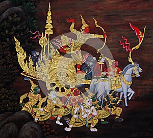 Traditional Thai art painting in Wat Phra Kaew