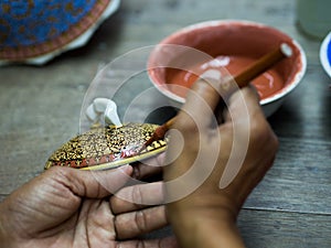 A traditional Thai Benjarong, ceramic, Thailand