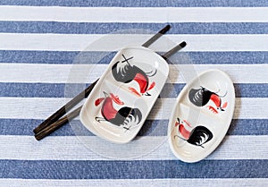 Traditional Thai Chicken Bowl with Chopsticks Placed on Table Na