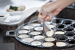 Traditional Thai dessert, coconut milk and rice flour pancake