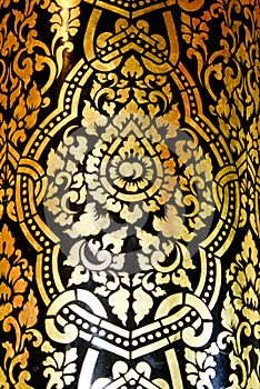 Traditional Thai fine art on a window and door pattern Temple