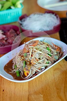 Traditional Thai food papaya salad