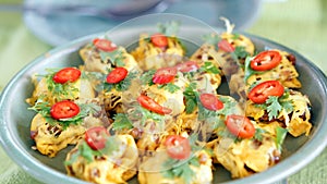 Traditional Thai food, pork with egg fries outside