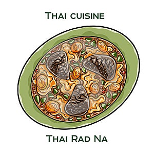 Traditional Thai food. Thai Rad Na on white background. Isolated vector illustration photo