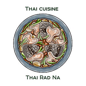 Traditional Thai food. Thai Rad Na on white background. Isolated vector illustration photo