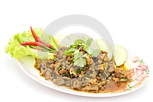 Traditional Thai food, spicy minced pork salad