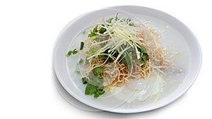 Traditional thai porridge rice gruel in bowl, congee.