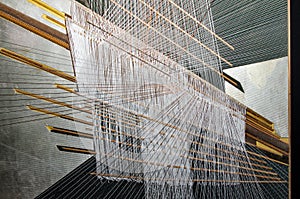 Traditional Thai silk hand weaving process