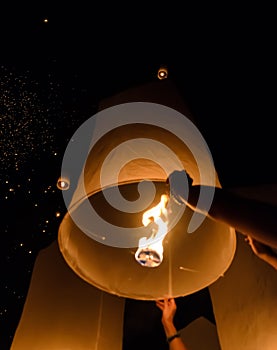 Traditional Thai sky lanterns festival, Thailand