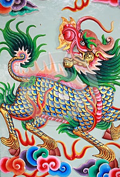 Traditional Thai style art with chines dragon