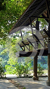 Traditional Thai style balcony with river view