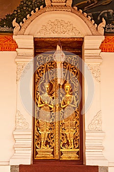 Traditional Thai style church door