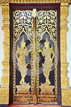 Traditional Thai style door temple