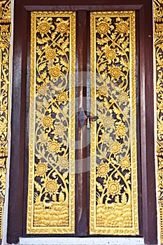 Traditional Thai style door temple