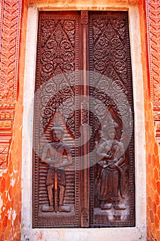 Traditional Thai style door temple, Thailand