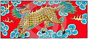Traditional Thai style painting art Horse Dragon