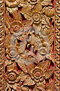 Traditional Thai style on temple door