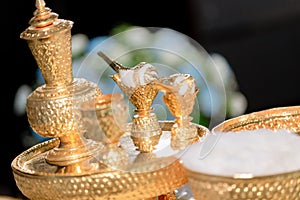 Traditional Thai Wedding ceremony atmoshphere decoration and artifacts