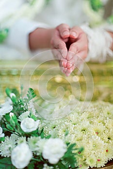 Traditional Thailand `s wedding ceremony with watering
