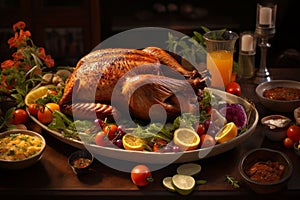 Traditional Thanksgiving turkey platter