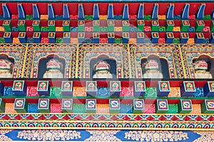 Traditional Tibetan Buddhism decorative patterns at the Khadro Ling Buddhist Temple in Tres Coroas, Brazil
