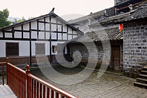 Traditional tile-roofed houses in ancient town