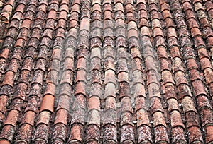 The traditional tiled roof on houses in the Basque country to prettify to small towns and villages