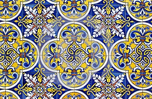 Traditional tiles in Santa Eulalia church photo