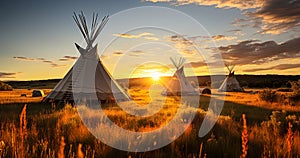 Traditional Tipi Village on the Prairie