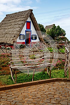 Traditional triangular rural house at Madeira island, Portugal