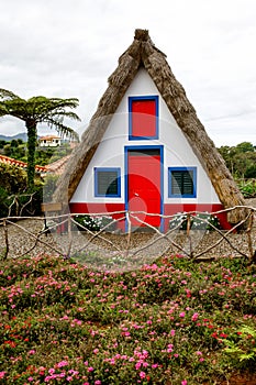 Traditional triangular rural house at Madeira island, Portugal