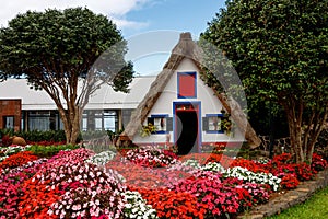 Traditional triangular rural house at Madeira island, Portugal