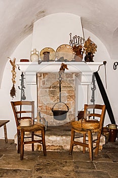 Traditional Trulli. Interior. Alberobello. Apulia. Italy