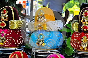 Traditional turbans in street sales