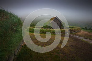 Traditional turf viking`s house. ÃÅ¾jÃÂ³ÃÂ°veldisbÃÂ¦rinn StÃÂ¶ng