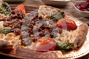 Traditional Turkish, Arabic cuisine. Ali Nazik Kebab.