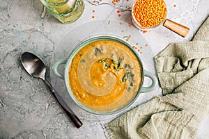 Traditional Turkish or Arabic Red Lentil Soup
