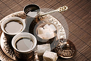 Traditional Turkish coffee set