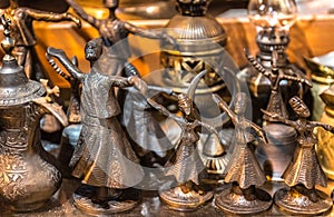 Traditional Turkish copper Souvenirs in shape of dervish