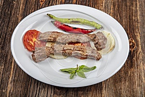 Traditional Turkish Cuisine Grilled meat lamb rib Lamb Kusleme photo