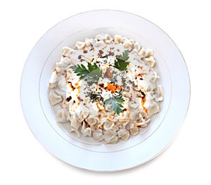 Traditional Turkish cuisine - Manti - turkish ravioli