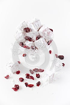 Traditional Turkish delight with cranberries