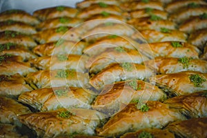 Traditional Turkish Delight Pistachio Söbiyet Baklava, Turkey