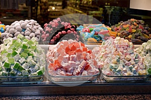 Traditional Turkish delight sweets. Istanbul, Turkey