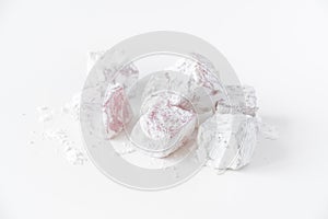 Traditional Turkish delight on a white background